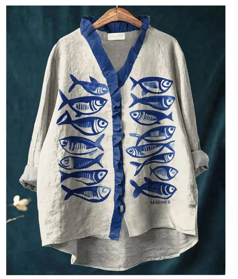 Lässiges Damen-T-Shirt mit Rundhalsausschnitt und lockerem Druck in großen Größen m301280 