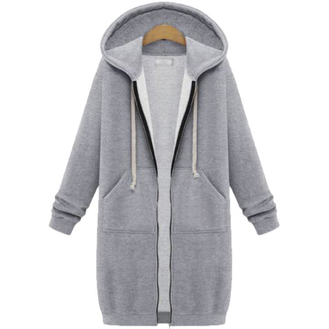 Hooded long-sleeved medium and long sweater fleece shirt long jacket m301588