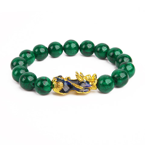 Bluestone emerald green imitation sand gold color-changing Pixiu bracelet, green bracelet bracelet m3331249