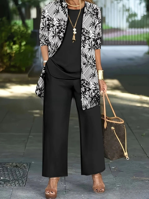 3D printed 3-piece cardigan + vest + trousers fashionable wear m302849