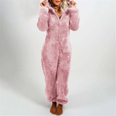 Fleece Thickened Fluffy Jumpsuit Hooded Pajamas m302166
