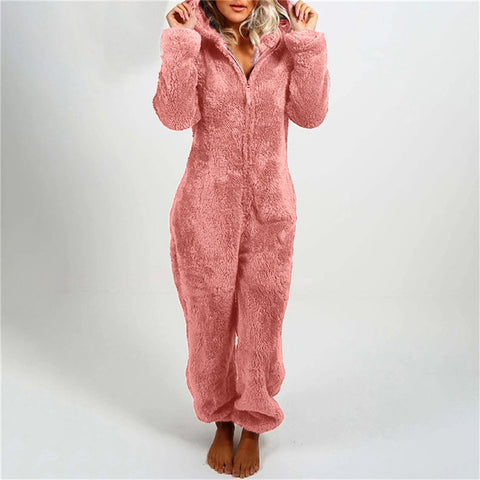 Fleece Thickened Fluffy Jumpsuit Hooded Pajamas m302166