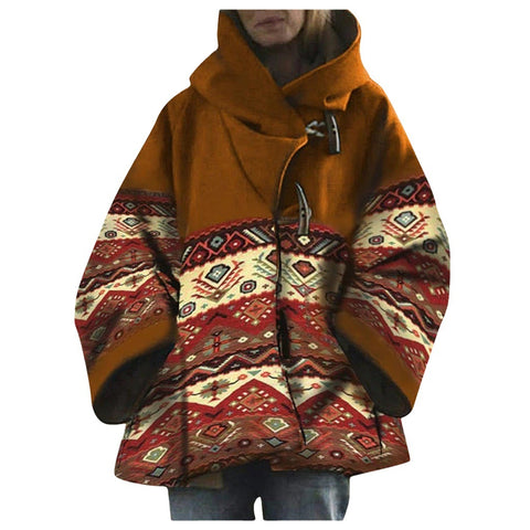 New women's loose retro printed woolen jacket m300677