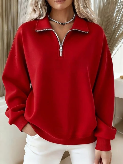 Christmas pattern women's long-sleeved stand-up collar half-zip sweater m302213