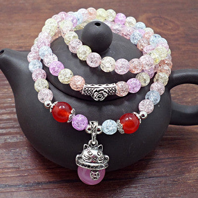 Natural stone crystal bracelet female Wangfu stone agate garnet m3331298