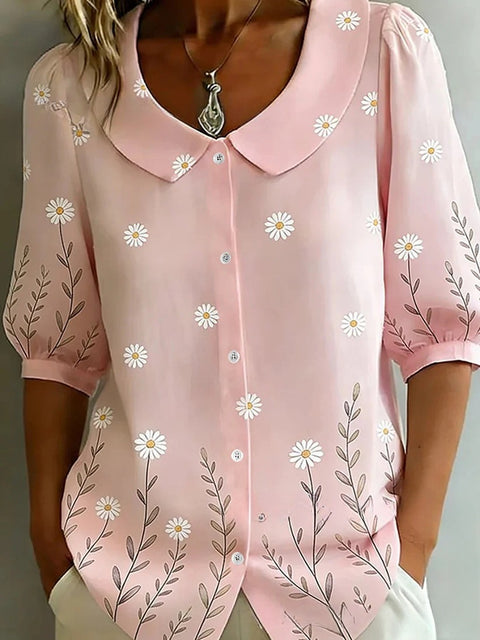 3D digital printing women's versatile flower spring and summer fashion shirt m302608