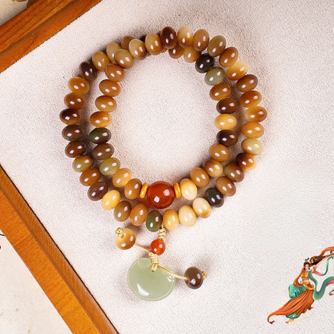 Dunhuang Feitian 108 Bodhi Seed Buddha Bead Bracelet Wentian White Jade Bodhi Seed Chinese Male Rosary Bead Female Wenwan Handheld M3331306