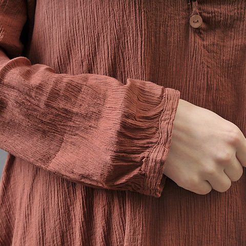 Spring and Autumn Break two-piece long dress literary pendulum linen dress loose long-sleeved cotton and linen skirt m302057