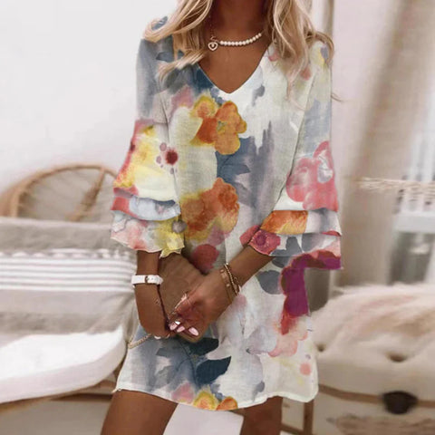 Robe sans manches à col en V, impression numérique 3D m301223 