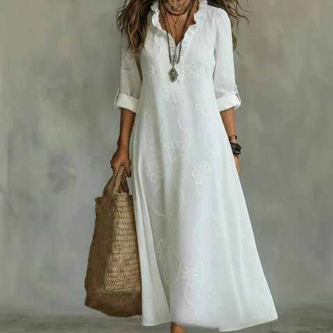Spring new 3D digital printing long-sleeved large-size dress m302771