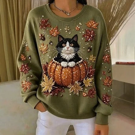 Autumn shoulder crew neck sweater 3D digital printing crew neck FF303419 01