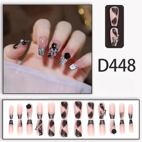 Elegant and fresh temperament wind manicure ice transparent rhinestone removable wearable nail m5010688