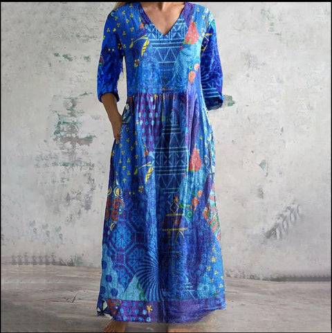3D-Druck Sommer urban lässig lockeres Kleid Damen m301037