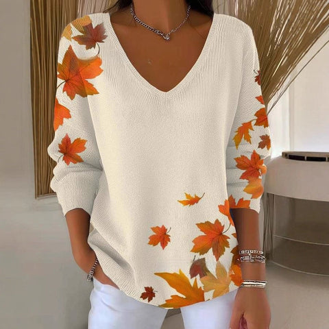 Halloween printed women's V-neck imitation sweater m302107