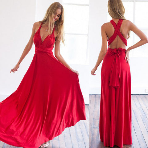 Explosive multi-wearing method multi-rope cross backless sexy bandage dress long dress dress m301601