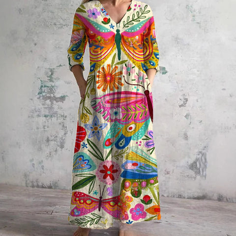 3D-Druck Sommer urban lässig lockeres Kleid Damen m301037