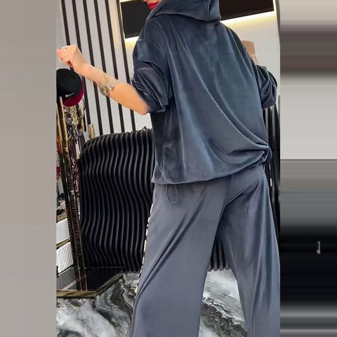 Women's fashion casual hooded top trousers two-piece set m302304