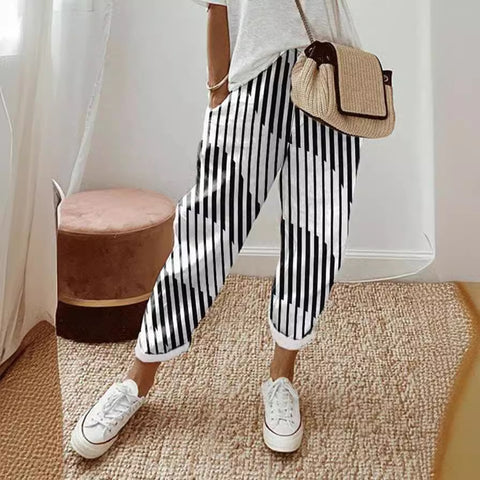 Linglong hemp digital printing trousers m303185