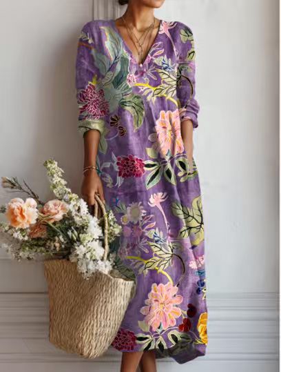 Printed V-neck dress FF303186