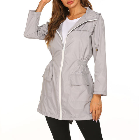 Women's new outdoor jacket, waist hooded light and thin rainproof raincoat jacket m301831