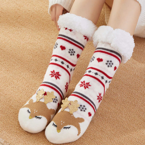Christmas stockings children floor socks adult winter fleece snow socks FF3332043
