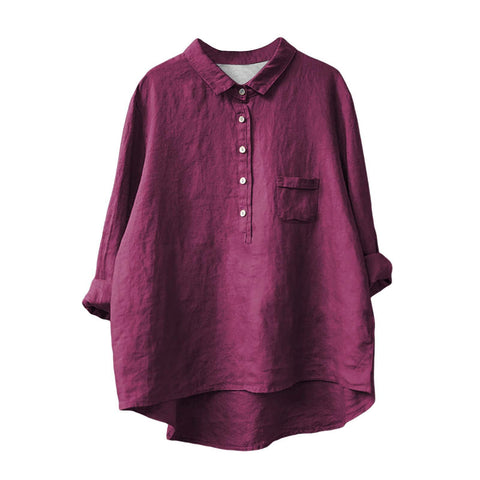 Long Sleeve Bamboo Linen Printing Fashion Versatile Lapel Shirt m301040