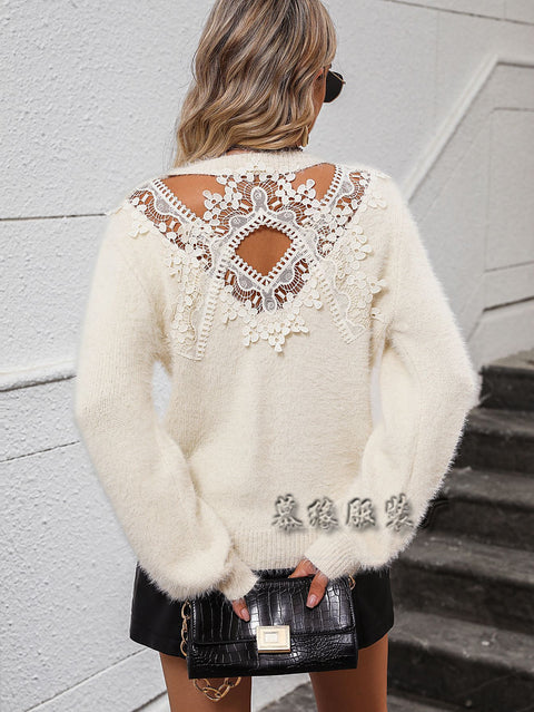 Pattern pattern women's knitted sweater round neck long sleeve pullover sweater women's m301767