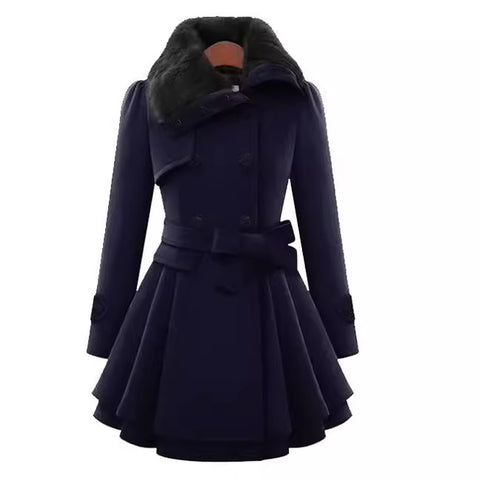 Women's clothing slim-fitting long woolen jacket double-breasted woolen trench coat women's m300531
