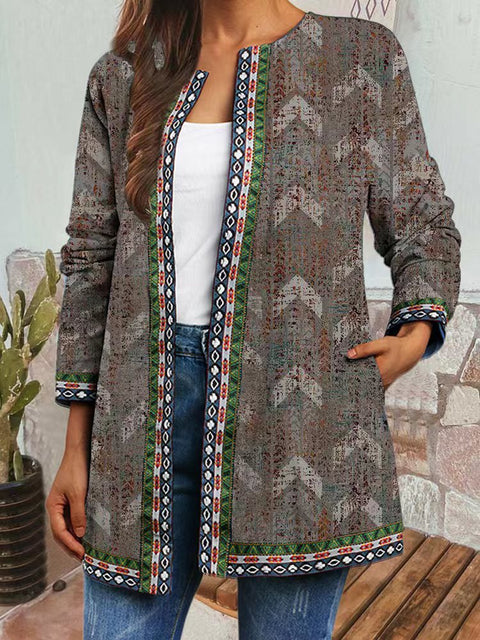 Autumn and winter retro ethnic style print jacket cardigan m303251 04