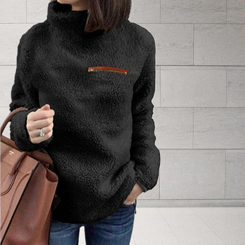 Autumn new sweater women's fashion zipper turtleneck bottoming top m301925