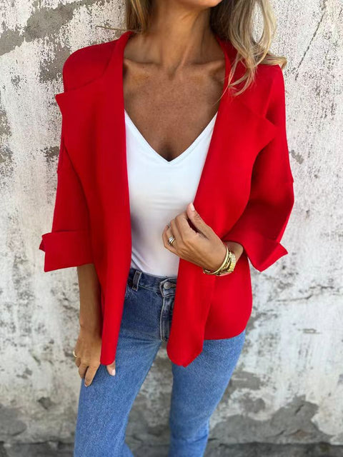 Women's spring and autumn casual imitation suede cardigan solid color lapel jacket m302203