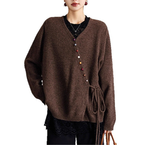 Popular cardigan wool sweater women's loose top jacket m301995