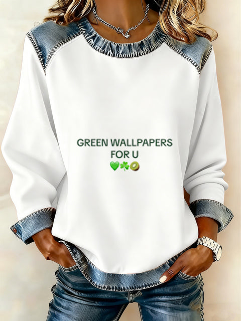 Women's printed women's crew neck sweater m302298