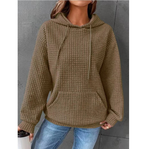 Loose pullover hooded long-sleeved sweater women's drawstring shoulder kangaroo pocket hoodie m301919