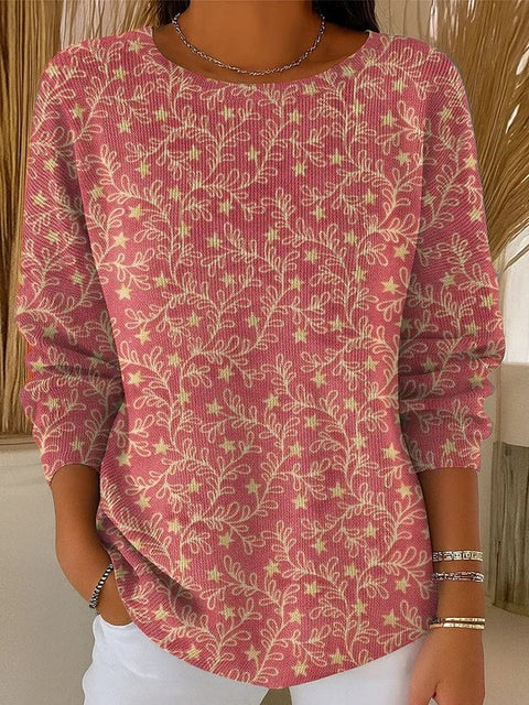 Off-the-shoulder crew neck long-sleeved sweater autumn and winter printed fashion personalized top m302178