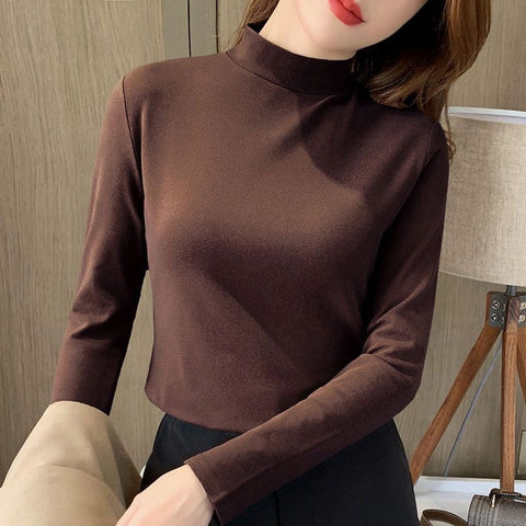 New Korean version thickened double-sided velvet long-sleeved t-shirt versatile top m301908