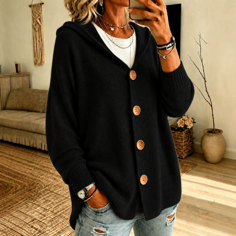 Button knitted hooded cardigan sweater jacket m303202