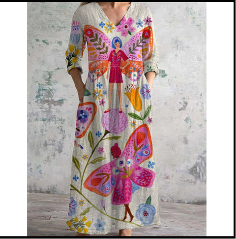 3D printing Amazon European and American summer casual loose long-sleeved dress m301729