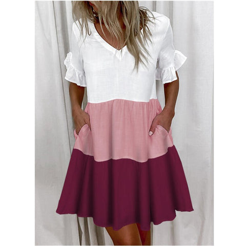 Short Print Ruffled Pocket Dress M300182