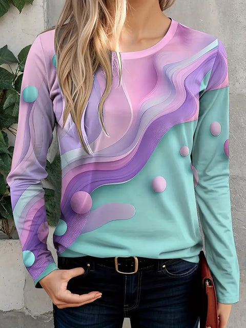 Fashion loose high-quality casual versatile colorful long-sleeved crew neck T-shirt m301757
