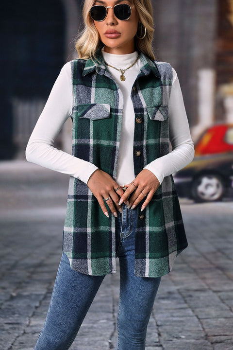 Women's autumn and winter fashion plaid sleeveless vest loose m300977