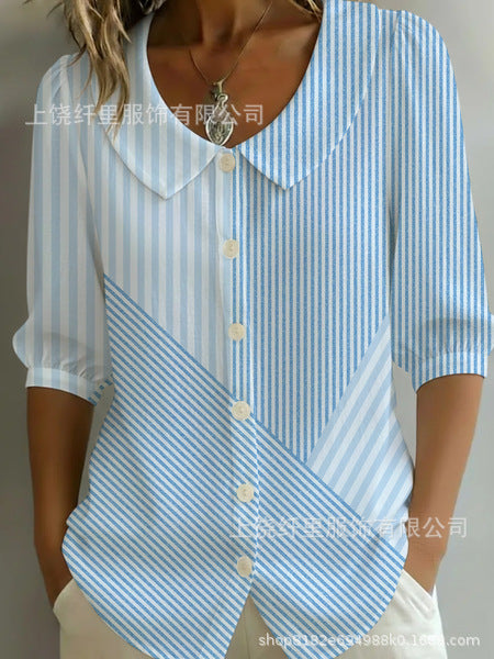 3D digital printing women's versatile flower spring and summer fashion shirt m302608