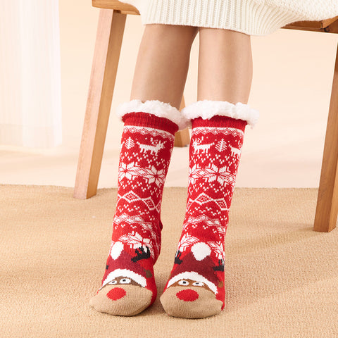Christmas stockings children floor socks adult winter fleece snow socks FF3332043