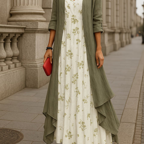 Women's inner dress two-piece floral print dress m302894