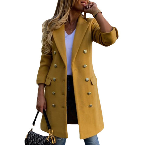 Winter new double-breasted lapel slim-fit coat m300543