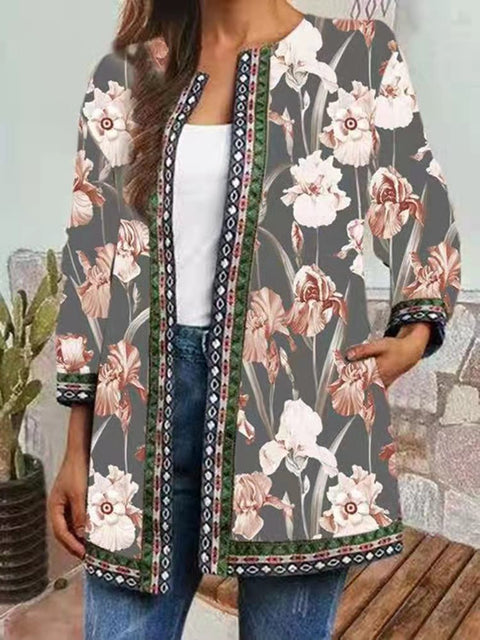Autumn and winter retro ethnic style print jacket cardigan m303251 03