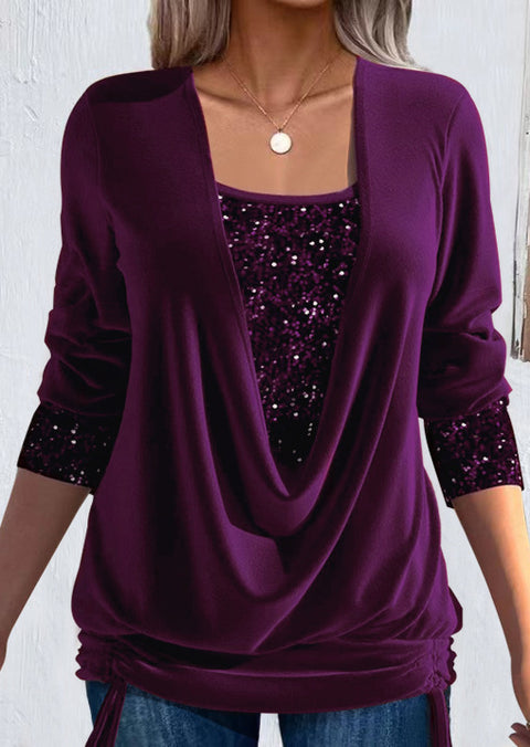 Beads bump net color long-sleeved women's clothing large pendant collar loose pleated fake two pieces m302262