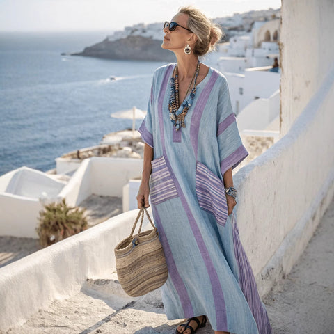 Elegant large size printed long pendulum dress m301523