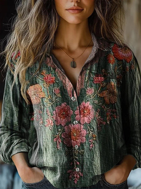 V-neck printed shirt m302770