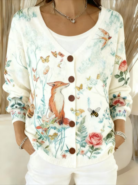 Autumn and winter European size 3D digital printing women's shoulder cardigan sweater FF303406 03
